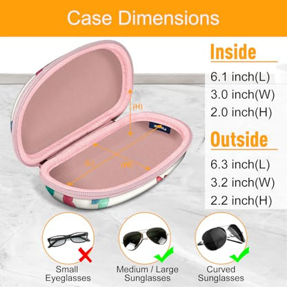 Fintie Sunglasses Case with Carabiner, Hard Shell Shockproof Sport Glasses Cases Travel Zipper Eyeglasses Holder, Raining Hearts - color: Raining Hearts