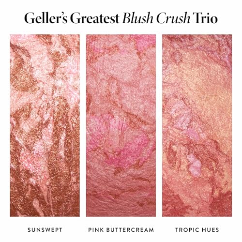 LAURA GELLER NEW YORK Geller's Greatest Blush Crush Baked Blush Trio - Sunswept, Pink Buttercream, Tropic Hues - Blush-n-Brighten Marbleized Blush Palette - All Skin Tones - color: Blush Trio