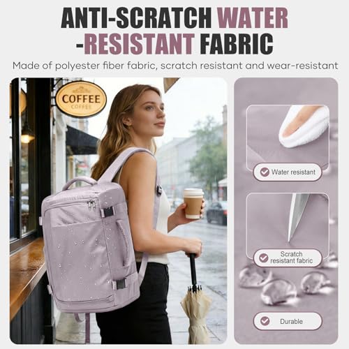 suwasp Travel Backpack for Women Men,Ryanair Backpack 40x30x20CM Airline Approved Personal Item Travel Bag, Carry On Backpack Fits 14 Inch Laptop, 180° Opening, Fits Flight Underseat, Light Purple - color: Light Purple