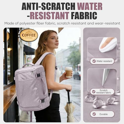 suwasp Travel Backpack for Women Men,Ryanair Backpack 40x30x20CM Airline Approved Personal Item Travel Bag, Carry On Backpack Fits 14 Inch Laptop, 180° Opening, Fits Flight Underseat, Light Purple - color: Light Purple