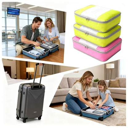 Packing Cubes for 24" Suitcase Travel Luggage Organizers - Travel Organizer Bags Luggage Clothes Accessories Storage Carry on Suitcase Packing Pouches Bag For Men Women Kids 1/2X1PACK+1/4X2PACK