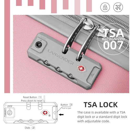 LARVENDER Luggage Sets 6 Piece Hardshell Expandable Suitcases with Spinner Wheels TSA Lock, Lightweight ABS Travel Carry On Luggage Set for Women, Pink Grey - color: Pink Grey 6pcs, size: 6 piece set