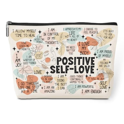 Positive Affirmations Makeup Bag Self Love Gifts Mental Health Inspirational Gifts for Female Sister Girl Friend Colleagues Coworker Birthday Friendship Mothers Day Nurse Day Travel Toiletry Bag - color: Multicolor632