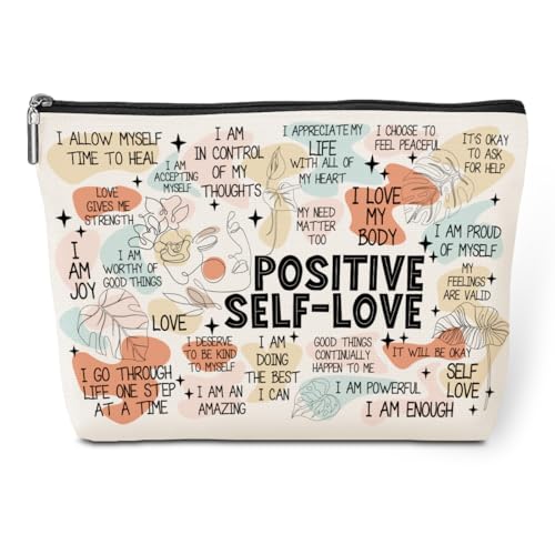 Positive Affirmations Makeup Bag Self Love Gifts Mental Health Inspirational Gifts for Female Sister Girl Friend Colleagues Coworker Birthday Friendship Mothers Day Nurse Day Travel Toiletry Bag - color: Multicolor632