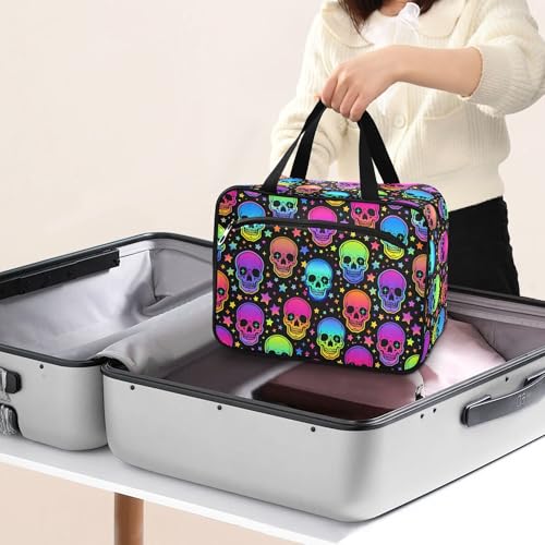 MNSRUU Hanging Toiletry Bags for Women Travel, Gothic Bright Skulls Toiletry Organizer Portable Travel Toiletry Bags Clear Wash Bags Makeup Bag Cosmetic Bag - color: Skulls 197
