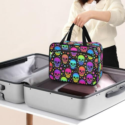 MNSRUU Hanging Toiletry Bags for Women Travel, Gothic Bright Skulls Toiletry Organizer Portable Travel Toiletry Bags Clear Wash Bags Makeup Bag Cosmetic Bag - color: Skulls 197