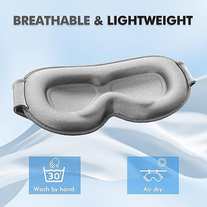 Sleep Eye Mask for Men Women, Sleeping Mask for Side Sleeper, Travel Blackout Night Blindfold Eye Shade Cover with Adjustable Strap (Ash Grey) - color: Ash Grey