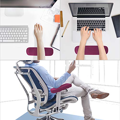 MOSISO Chair Armrest Pads (2 Pack), Memory Foam Home/Office Chair Arm Rest Covers Comfy Computer Gaming Elbow Cushion Removable Washable Elbow Support Forearm Pressure Relief, Wine Red - color: Wine Red