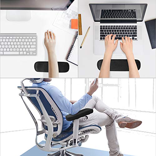 MOSISO Chair Armrest Pads (2 Pack), Memory Foam Home/Office Chair Arm Rest Covers Comfy Computer Gaming Elbow Cushion Removable Washable Elbow Support Forearm Pressure Relief, Black - color: Black
