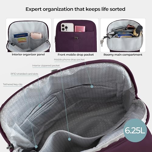 Travelon Anti-Theft Runways Compact Backpack - color: Plum