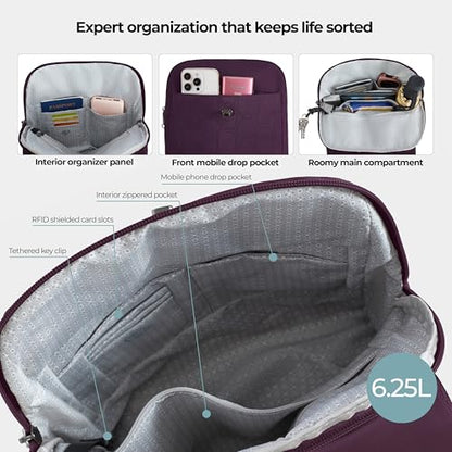 Travelon Anti-Theft Runways Compact Backpack - color: Plum