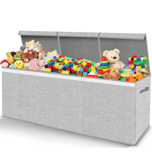 Pantryily Extra Large Toy Box for Girls Boys - Collapsible Kids Toy Chest Boxes Organizers and Storage for Livingroom,Playroom,Closet 35.8"x12.6"x16"(Grey) - color: Grey