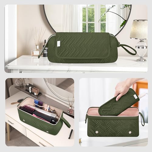 Leudes Hair Tools Travel Bag for Women Heat Resistant Mat for Travel Essentials Hot Tools Straighteners,Flat Irons,Curling Iron,Hot Air Brushes and Hair Dryer Organizer Bags 2 in 1 (Army GreenA) - color: Army GreenA