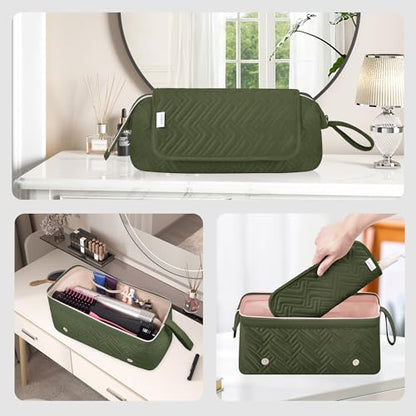 Leudes Hair Tools Travel Bag for Women Heat Resistant Mat for Travel Essentials Hot Tools Straighteners,Flat Irons,Curling Iron,Hot Air Brushes and Hair Dryer Organizer Bags 2 in 1 (Army GreenA) - color: Army GreenA