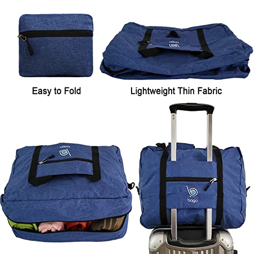 Bago Personal Item Travel Bag For Airlines - Fits As 18x14x8 inches Travel Bag Spirit & Frontier Airlines - Foldable Duffle Bag For Travel - Personal Item Bag Small Carry On Bag For Air Travel - color: SnowDepBlue