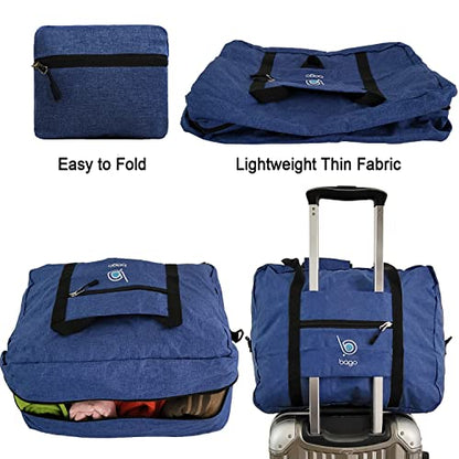 Bago Personal Item Travel Bag For Airlines - Fits As 18x14x8 inches Travel Bag Spirit & Frontier Airlines - Foldable Duffle Bag For Travel - Personal Item Bag Small Carry On Bag For Air Travel - color: SnowDepBlue