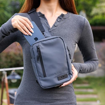 KIWIFOTOS Travel Crossbody Bag for iPhone 17 Daypack Chest Shoulder Bag for iPhone 16 15 14 13 Pro Max Samsung S25 S24 Pixel 9 iPad mini Walking Bag - color: Gray Sling Bag