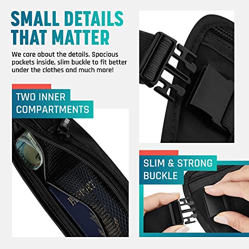 Alpha Keeper Money Belt for Travel Men Hidden RFID Passport Holder - color: Black