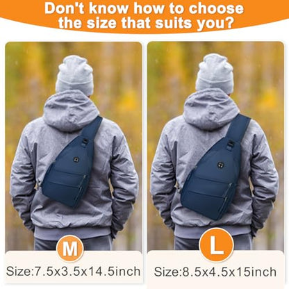 Pritent Crossbody Bags for Women Men Trendy Sling Bag Backpack Casual Chest Bag with Convertible Shoulder Strap - color: Navy Blue, size: Medium