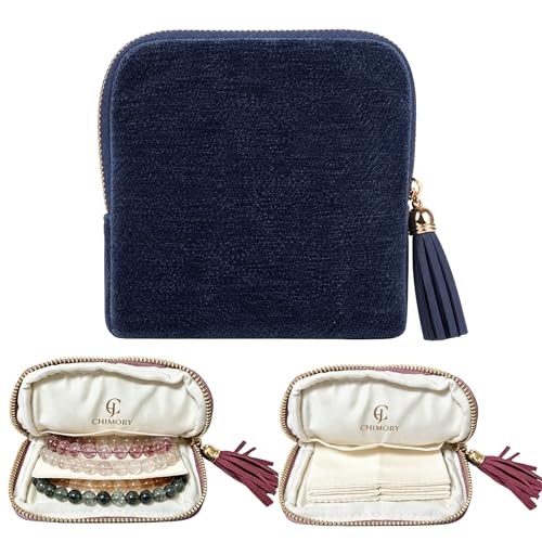 2026 Travel Jewelry Case Organizer, Portable Travel Jewelry Organizer, Jewelry Pouch for Journey Rings Crystal Bracelet & Bangle Organizer with Tassel Zipper, Mothers Day Gifts for Women, Navy Blue - color: Navy Blue