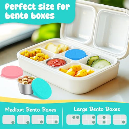 LIEMAND 6x2.7 oz Salad Dressing Container to Go, Leakproof Reusable Stainless Steel small container with lid,Sauce Containers for Lunch box,Picnics,Travel,Office and Meal Prep - color: Rainbow, size: 2.7oz