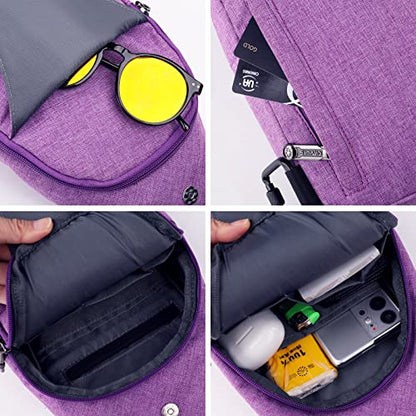 WATERFLY Tiny Crossbody Sling Backpack Anti Theft Backpack for Traveling Chest Shoulder Bag (Purple) - color: Purple (Small)