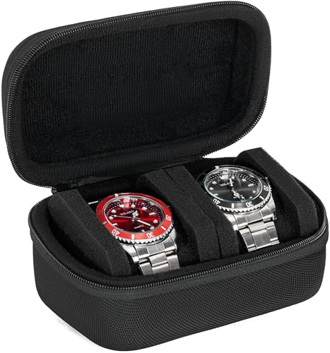 2 slots watch storage box, portable hard watch travel box, watch storage display storage box, padded watch portable box for watches - size: 2 Slot