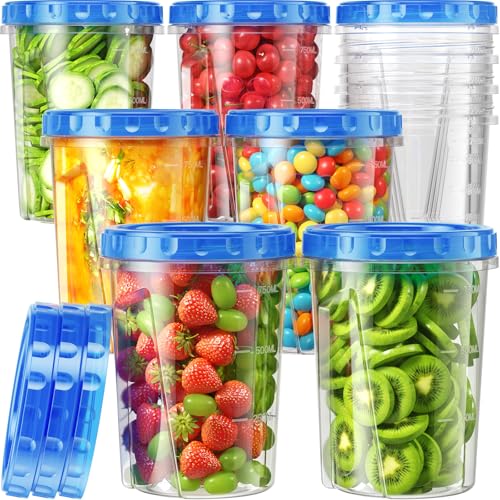 Canfanni 10 Pack-33oz Freezer Storage Containers Set, Plastic Food Storage Containers with Twist Top Lids, BPA Free Stackable Soup Containers for Overnight Oats/Salad/Leftover/Soup/Ice Cream