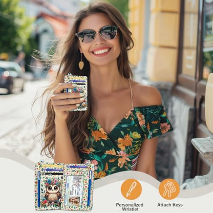 Yonlevres Credit Card Holder Slim Wallet, Floral Owl RFID Wallet Women Front Pocket Small Card Holder, Funny Cute Travel Thin Card Case ID Window PU Leather RFID Blocking Card Organizer Gift Girls - color: Owl