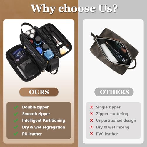 Husband Birthday Gift for Dad Him Men,Waterproof Custom Engraved Leather Toiletry Bag,Personalized Father Day Gift for Dad Husband,Groomsmen Anniversary Thanksgiving Christmas Valentine's Day-Black L - color: Black