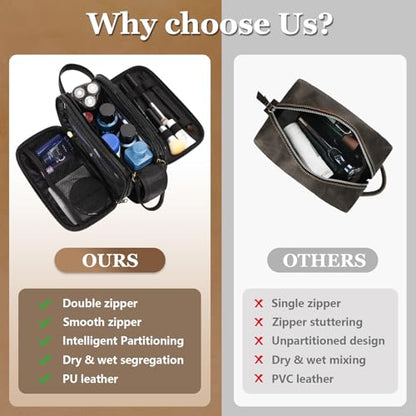 Husband Birthday Gift for Dad Him Men,Waterproof Custom Engraved Leather Toiletry Bag,Personalized Father Day Gift for Dad Husband,Groomsmen Anniversary Thanksgiving Christmas Valentine's Day-Black L - color: Black