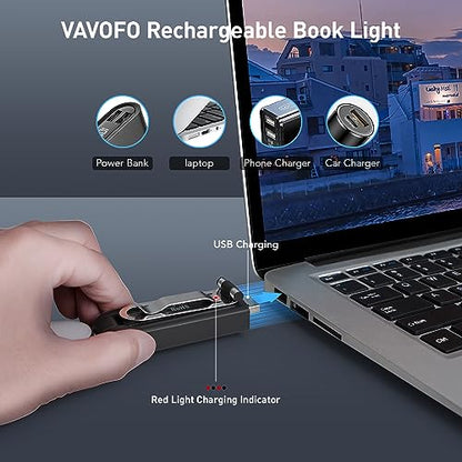 VAVOFO USB Rechargeable Book Light, Blue Light Blocking, Amber Clip-On Bookmark Shaped Reading Light, Eye Care 6 LEDs With 9 Lighting Modes for Bookworms (Grey) - color: Gray