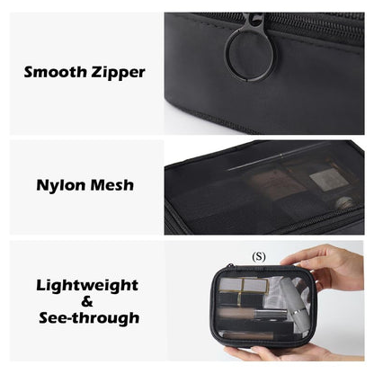 Mesh Makeup Bag, Breathable Mesh Zipper Toiletry Bag, See Through Makeup Bag Organizer, Black Travel Bag (Large) - color: Black Mesh, size: Large