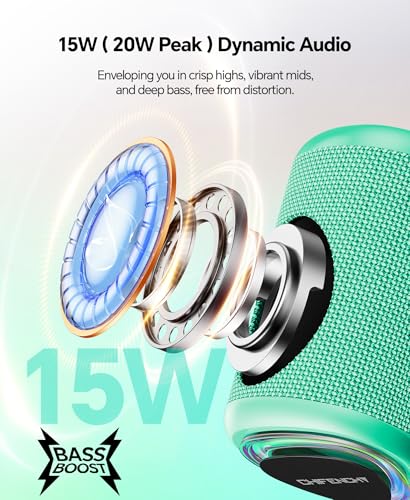 Portable Bluetooth Speaker Beach Essentials: Powerful Crystal Clear Sound/Dynamic Light/IPX5 Waterproof/All Day Playtime/Wireless BT 5.3/TWS Paring, Dad Gifts, Outdoor|Travel|Camping|Pool Accessories - color: Teal
