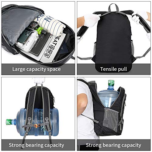 FENGDONG 35L Lightweight Foldable Waterproof Packable Travel Small Hiking Backpack Daypack for men women - color: A2-black-upgrade