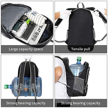 FENGDONG 35L Lightweight Foldable Waterproof Packable Travel Small Hiking Backpack Daypack for men women - color: A2-black-upgrade