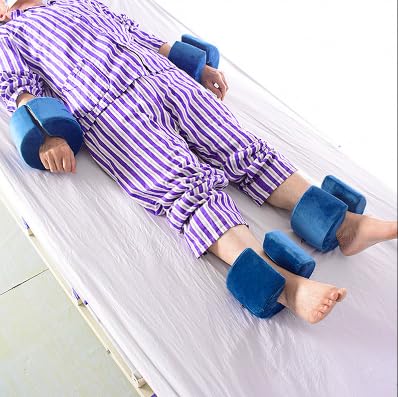 Adult Bed Sore Pads Wedge Foot Support Pillow Pressure Ulcer Ankle Protector Ring Foot Rest Pillows Bedridden Patient Elderly Heel Cushion Sleeping Elevated Foam Pad Leg Post Surgery Recovery Pillow - color: Blue,2pcs