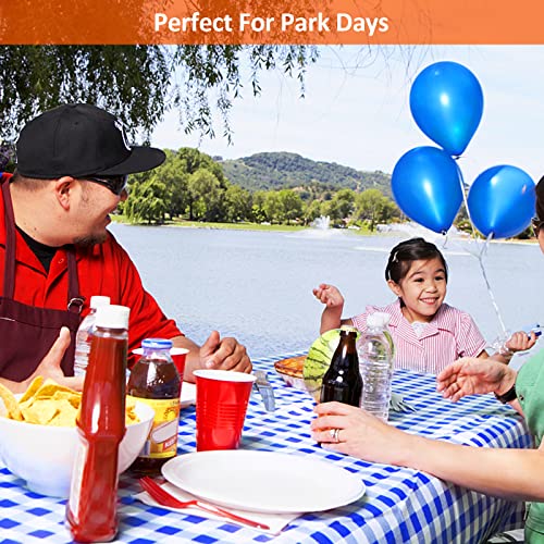 7ft Picnic Table and Bench Cover, Camping Essentials RV Gear, 84 in Waterproof Windproof Outdoor Elastic All Around Tablecloth, Fitted Rectangle Tables and Seats, Blue-White Checkered - color: Blue-white Checkered, size: 84"