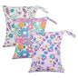 ALVA ALVABABY 3pcs Cloth Diaper Wet Dry Bags Waterproof Reusable with Two Zippered Pockets Travel Beach Pool Daycare Soiled Baby Items Yoga Gym Bag for Swimsuits or Wet Clothes 3L-ZM18A - color: Nice little flower