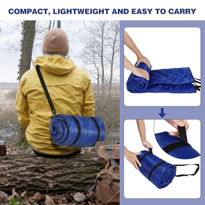 REDCAMP Large Warm Camping Blanket with Sherpa Lining, Cold Weather Outdoor Windproof Blanket for Camping Stadium, Machine Washable 59"x 79" Blue - color: 59"x 79" Blue