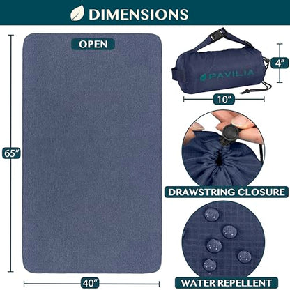 PAVILIA Travel Blanket Airplane Compact with Bag, Lightweight Soft Fleece Plane Blanket Long Flights, Camping Road Trips, Packable Travel Gift Essentials with Luggage Backpack Strap, 65x40, Navy Blue - color: Navy Blue