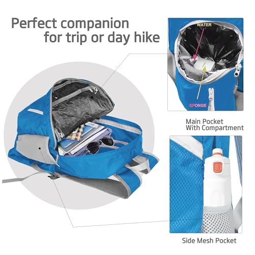 35L Foldable Waterproof Backpack For Outdoor Sports Travel Inside Wet Clothes Compartment Packable For Multiple - color: 1blue