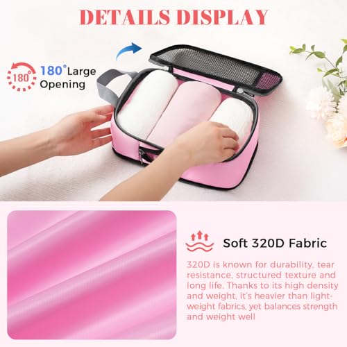 BAGAIL 4 Set/6 Set/8 Set Compression Packing Cubes Travel Accessories Expandable Packing Organizers (Half Mesh, 6-Pink) - color: 6-Pink, style: Half Mesh