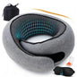 Travel Neck Pillow for Airplane – Ergonomic 360° Memory Foam Support | Lightweight & Portable Roll-Up Design| Includes Eyemask & Earplugs|Ultimate Comfort for Flights, Car & Office (Small Gray)