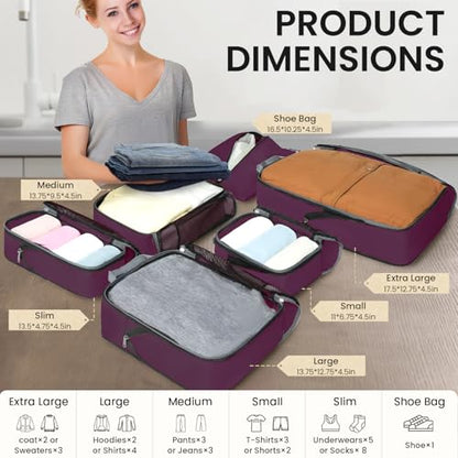BAGAIL 4 Set/6 Set/8 Set Compression Packing Cubes Travel Accessories Expandable Packing Organizers (Half Mesh, 6-Burgundy) - color: 6-Burgundy, style: Half Mesh