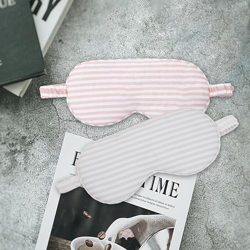 HBHLFZ Sleep Mask 2 Pack - Bamboo Viscose Fiber Sleeping Eye Mask - with Elastic Band/Headband - Comfort Sleeping Shade - for Nighttime Sleeping, Traveling & Napping（Light Pink，Silver） - color: Light Pink&silver