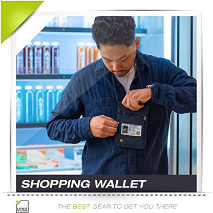 Lewis N. Clark RFID Blocking Stash Neck Wallet, Travel Pouch + Passport Holder for Women & Men, Navy - color: Navy