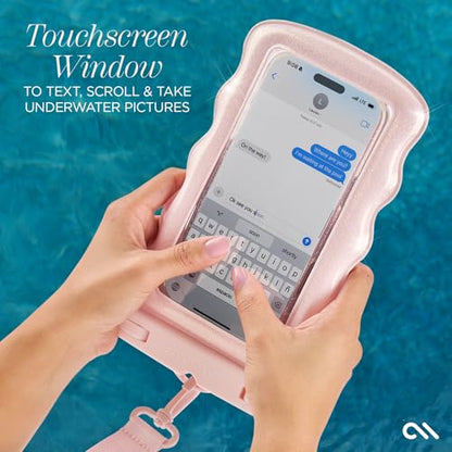 Case-Mate Wavy IP68 Waterproof Phone Pouch - Large Floating Phone Case w/Crossbody Lanyard - Cruise Ship Travel Essentials Compatible w/All Devices - Hidden Pocket for Card/Cash- Ballet Pink Twinkle - color: Wavy Ballet Pink Twinkle