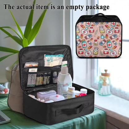 First Aid Kit Bag Empty Pink Color-Coded Emergency Medical Pouch for Hospitals Schools and Home Use Constructed with Tear-Resistant Fabric Quick-Access Loops Washable Surface - color: Pink