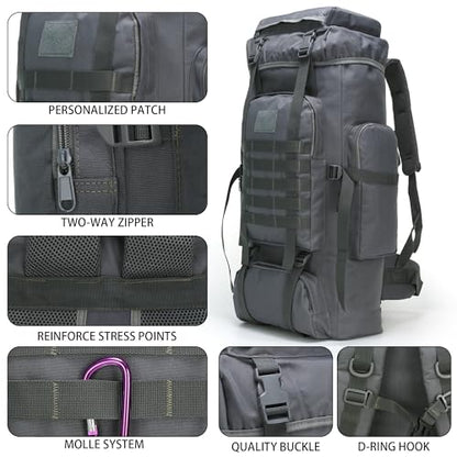 Hiking Backpack for Men 70L/100L Camping Backpack Military Rucksack Molle 3 Days Assault Pack for Climbing | Camping Backpack - color: 70l-gray